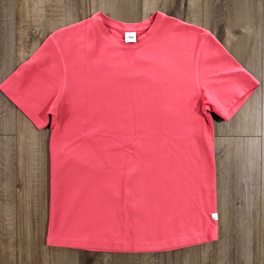 ZARA Textured Jacquard Knit Short Sleeve Tee